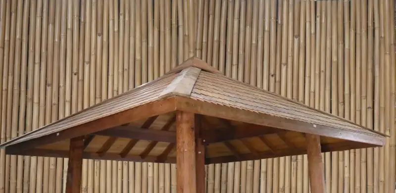 Product image 6 of the product “Gazebo 420x414x410cm Model1, only in Bankirai, with a fence on three sides. ”